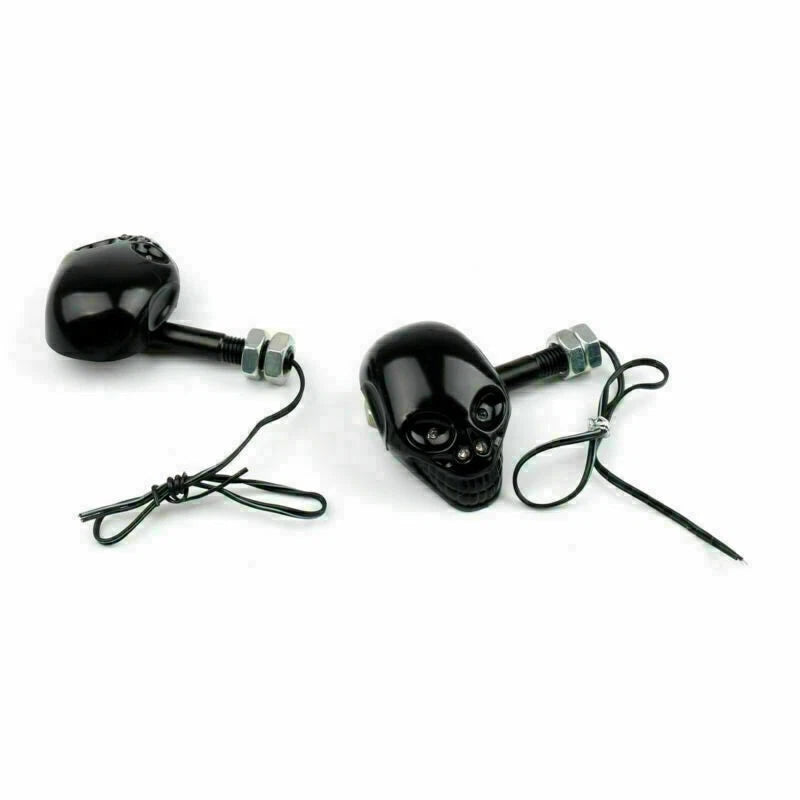 2X Skull Turn Signal Lights for Harley Cruiser Chopper