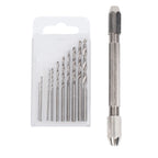 Pin Vise Hand Chuck Double End with 10 Drill Bits for Craft and Watchmaking