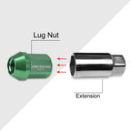 20Pc M12X1.25 Green JDM Closed End Acorn Hex Wheel Lug Nuts + Extension 25mmx35mm