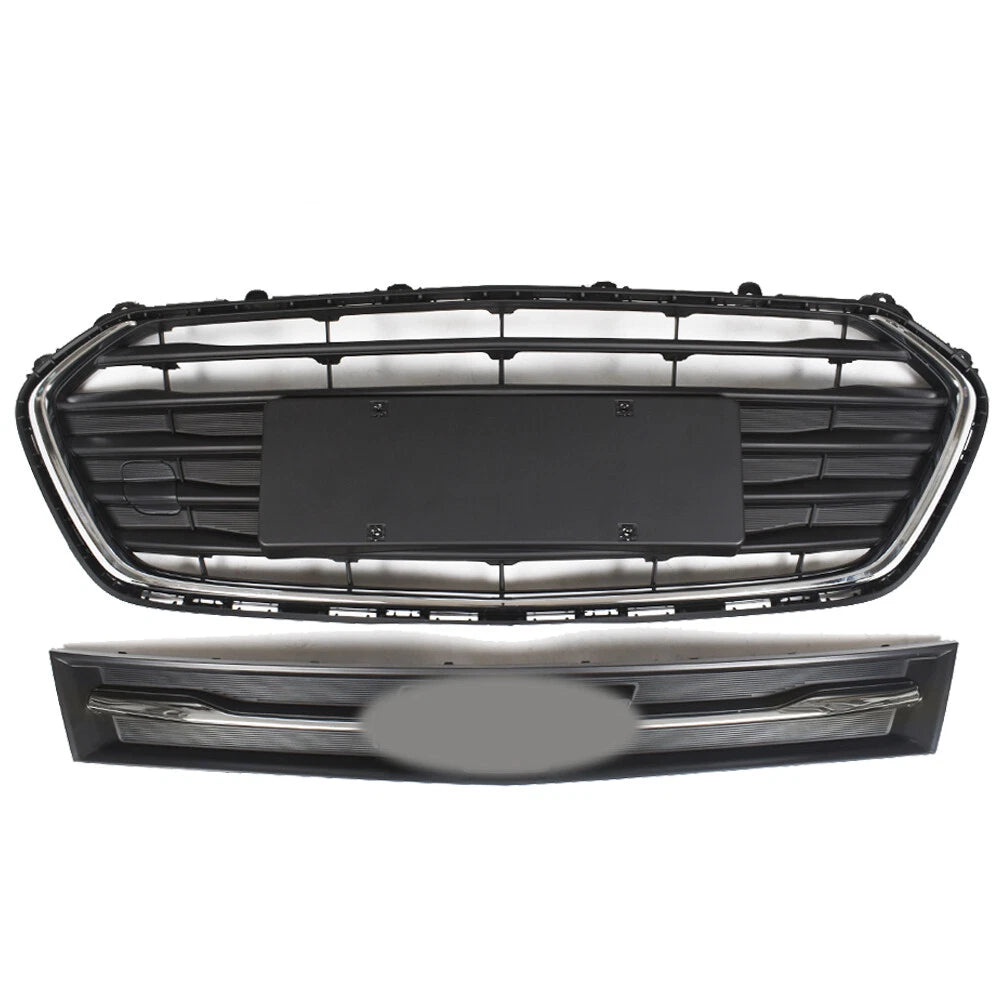 Set of 2 Front Upper Lower Grille for Chevrolet Trax (2017–2021) Black Chrome