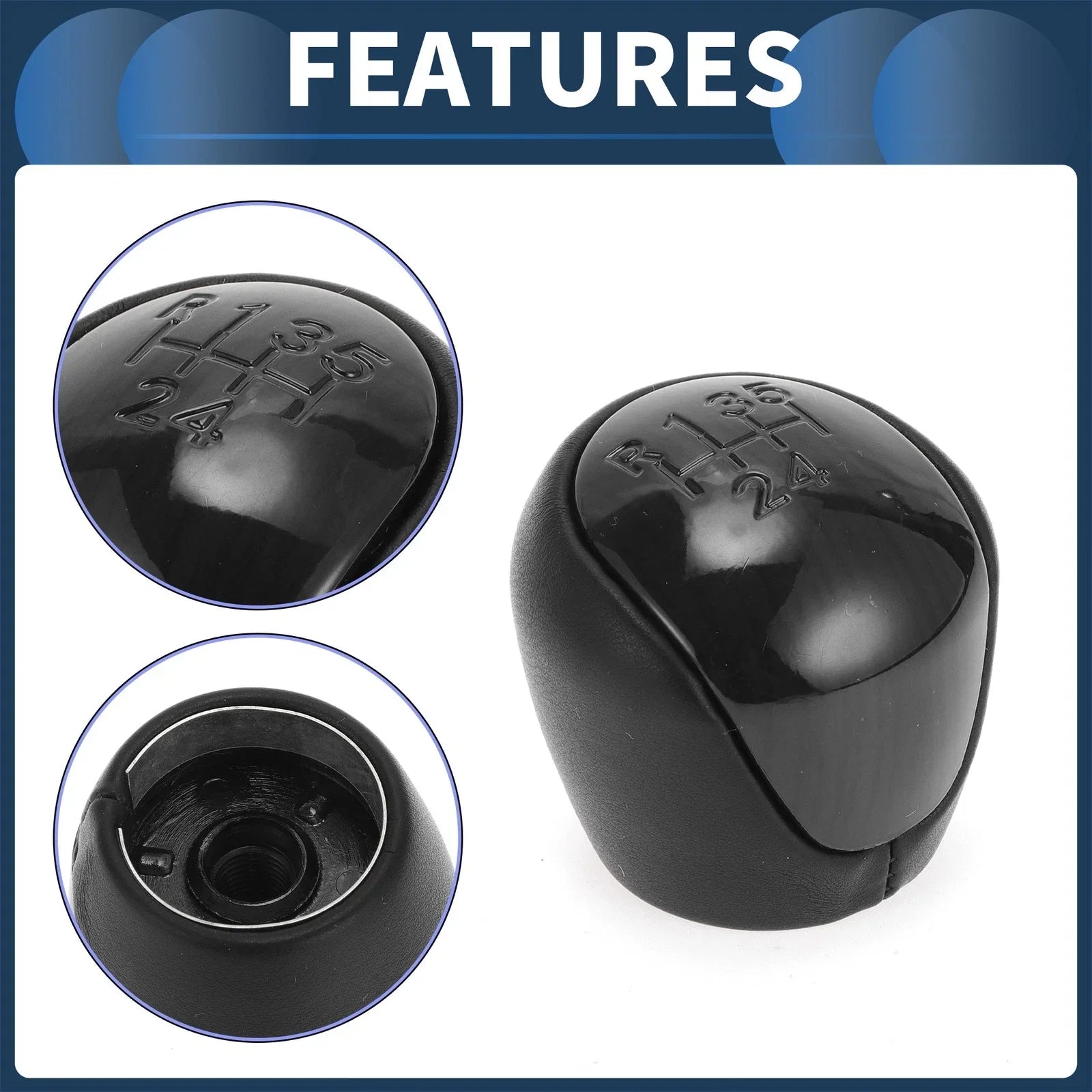 5 Speed Gear Shift Knob for Hyundai Elantra (2008-2009) - Plastic Faux Leather