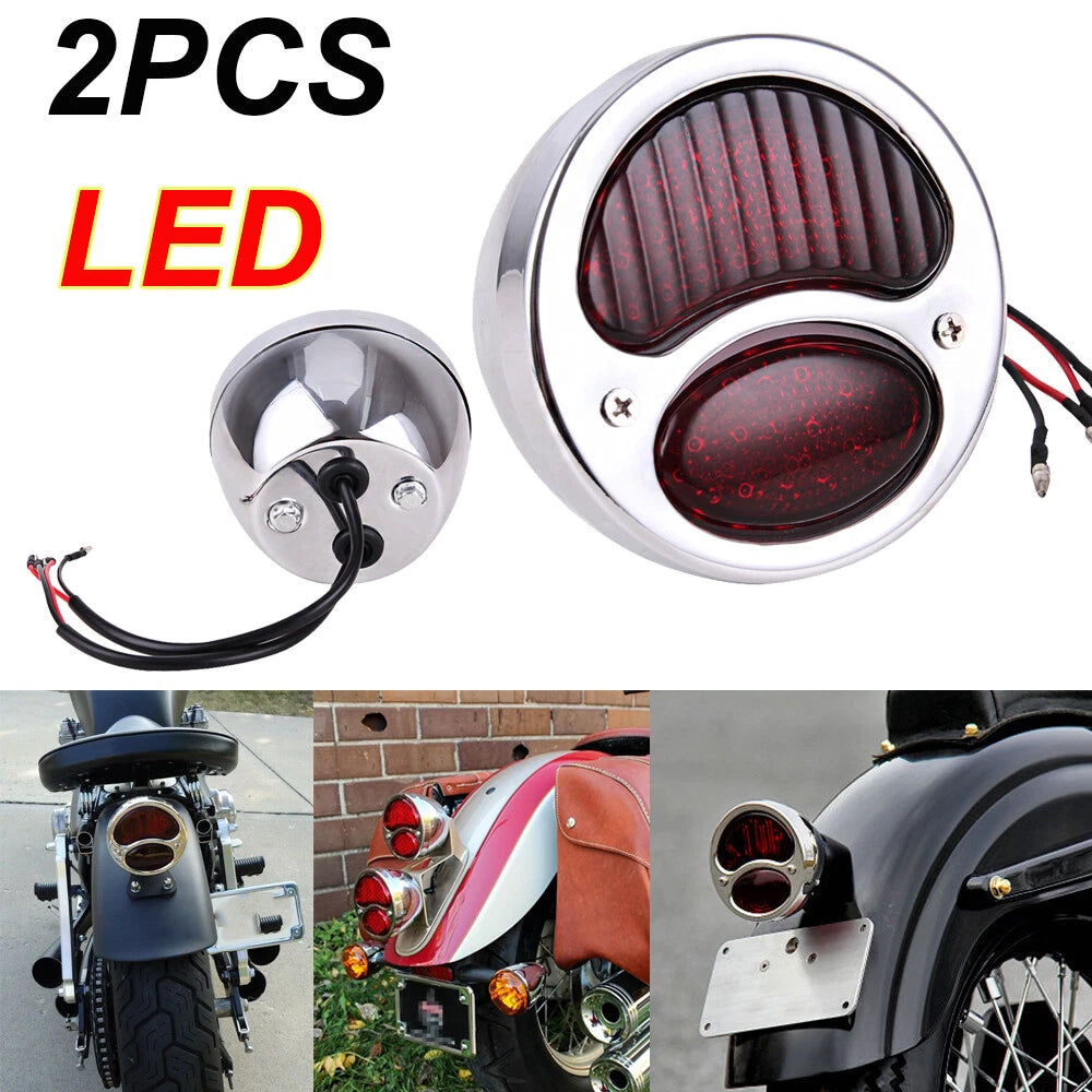 2X Red LED Brake Stop Tail Light for Cafe Racer Model A (1928–1931)