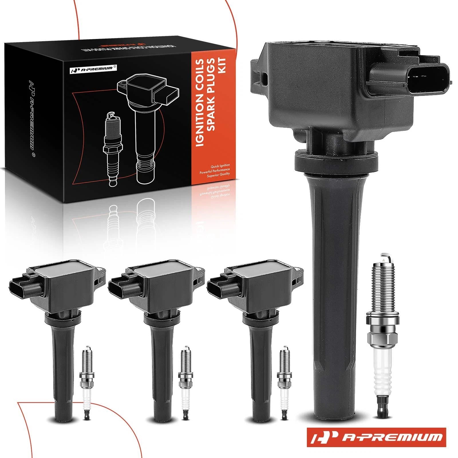 4x Ignition Coil and 4x Iridium Spark Plug for Mazda 3 (2012-2014)