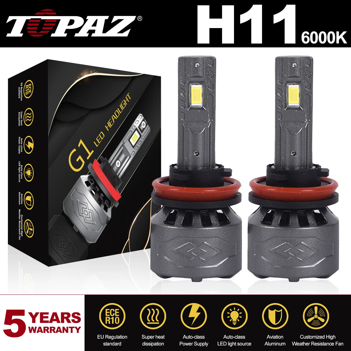 Set of 2 H11 LED Headlight Bulbs for  
