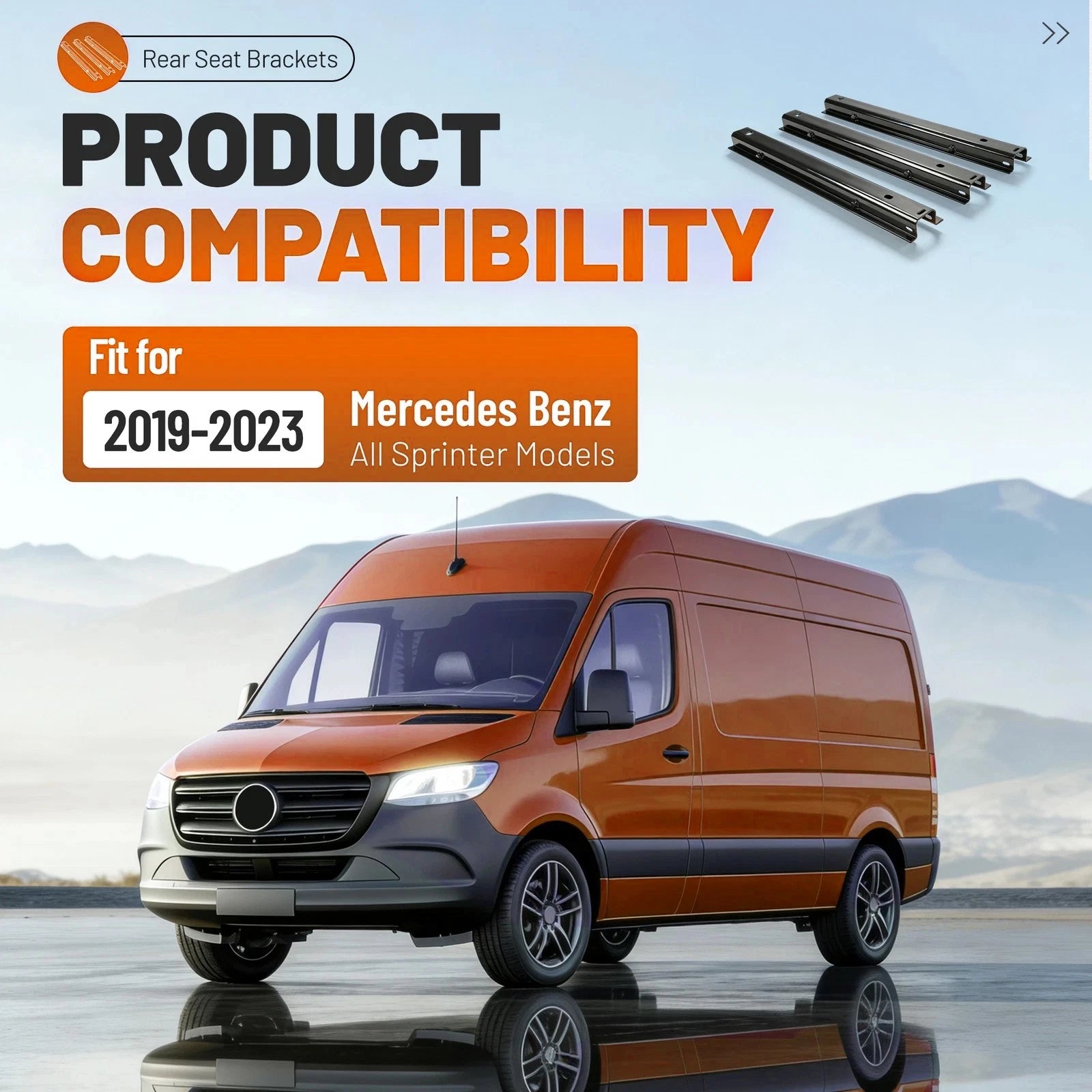 3 Pack Rear Seat Brackets for Mercedes-Benz Sprinter (2019–2023) Steel