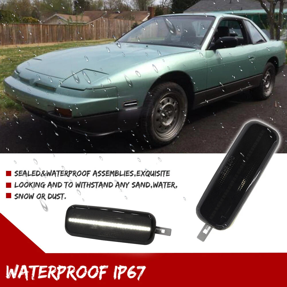 Smoke White LED Front Side Marker Lights for Nissan 240SX S13 (1989–1994)
