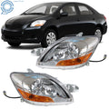 Set of 2 Halogen Headlights for Toyota Yaris Sedan (2007–2011) Clear Lens
