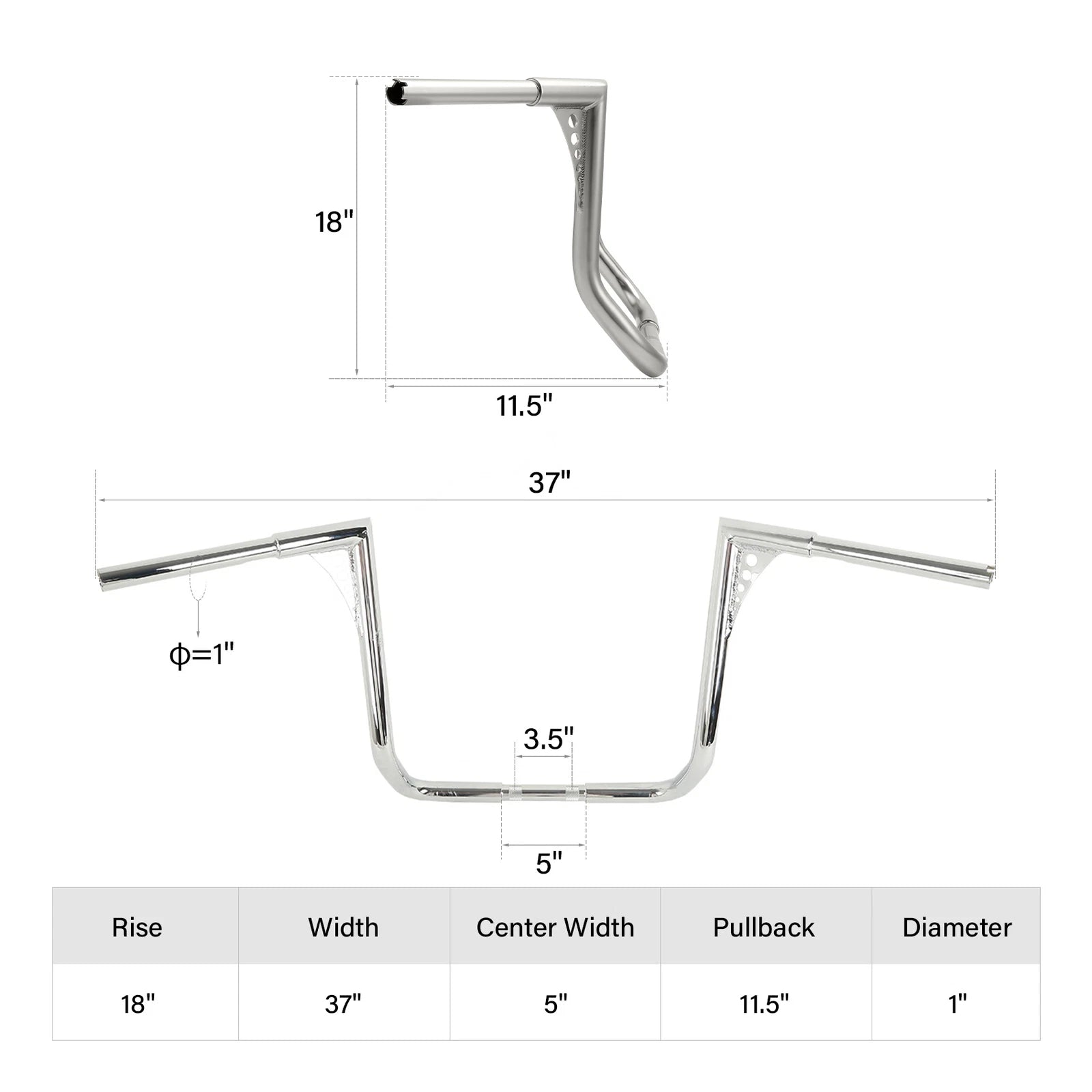 18" Rise Ape Hanger 1-1/4" Handlebar for Harley Touring Electra Glide (2014–2023)