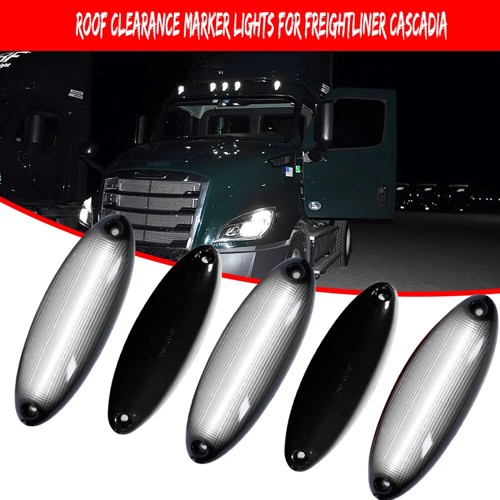 White LED Raised Roof Clearance Marker Lights for Freightliner Cascadia (2008–2023)