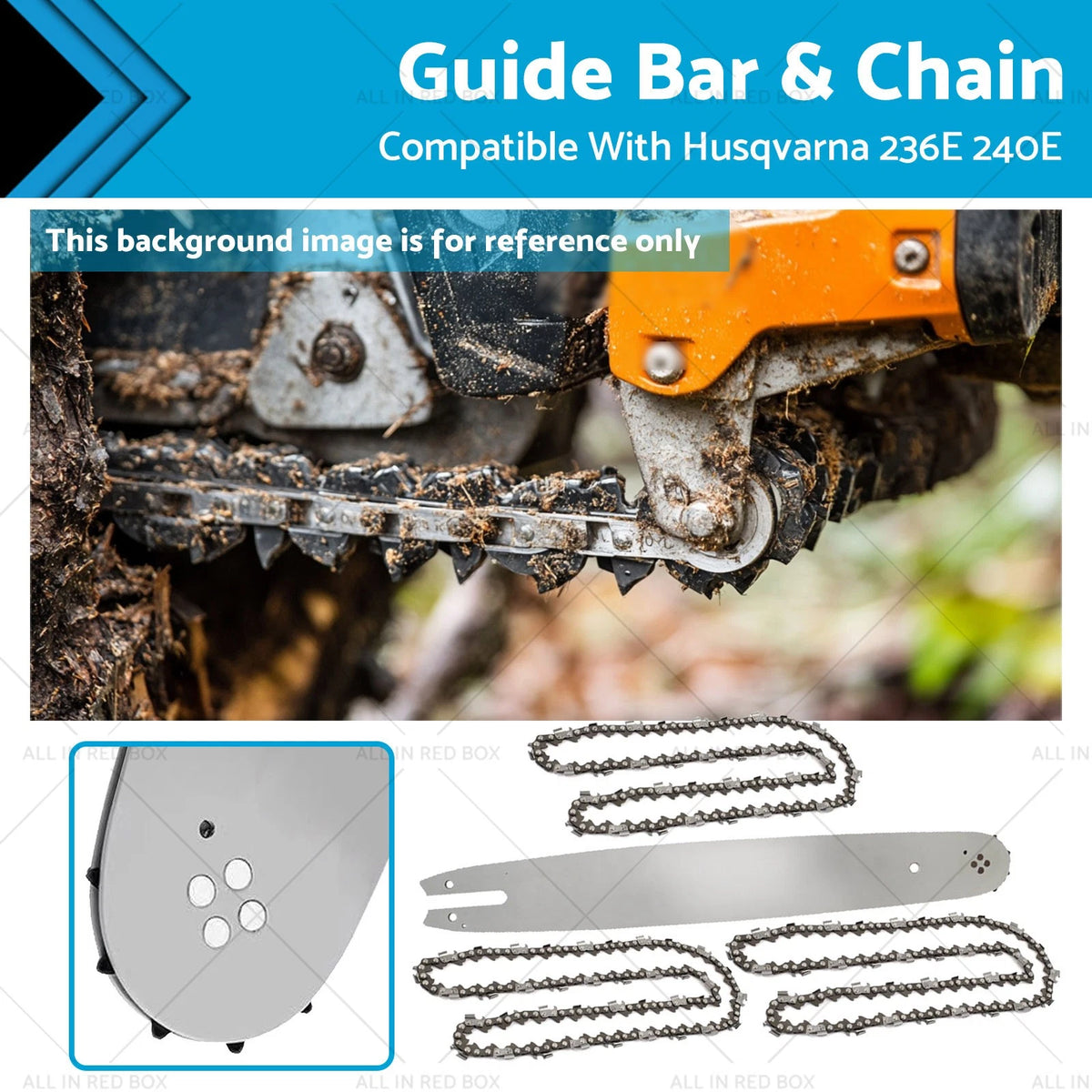 18" Chainsaw Bar & 3x Chain Kit for Husqvarna 236E 240E (3/8LP .050 62DL)