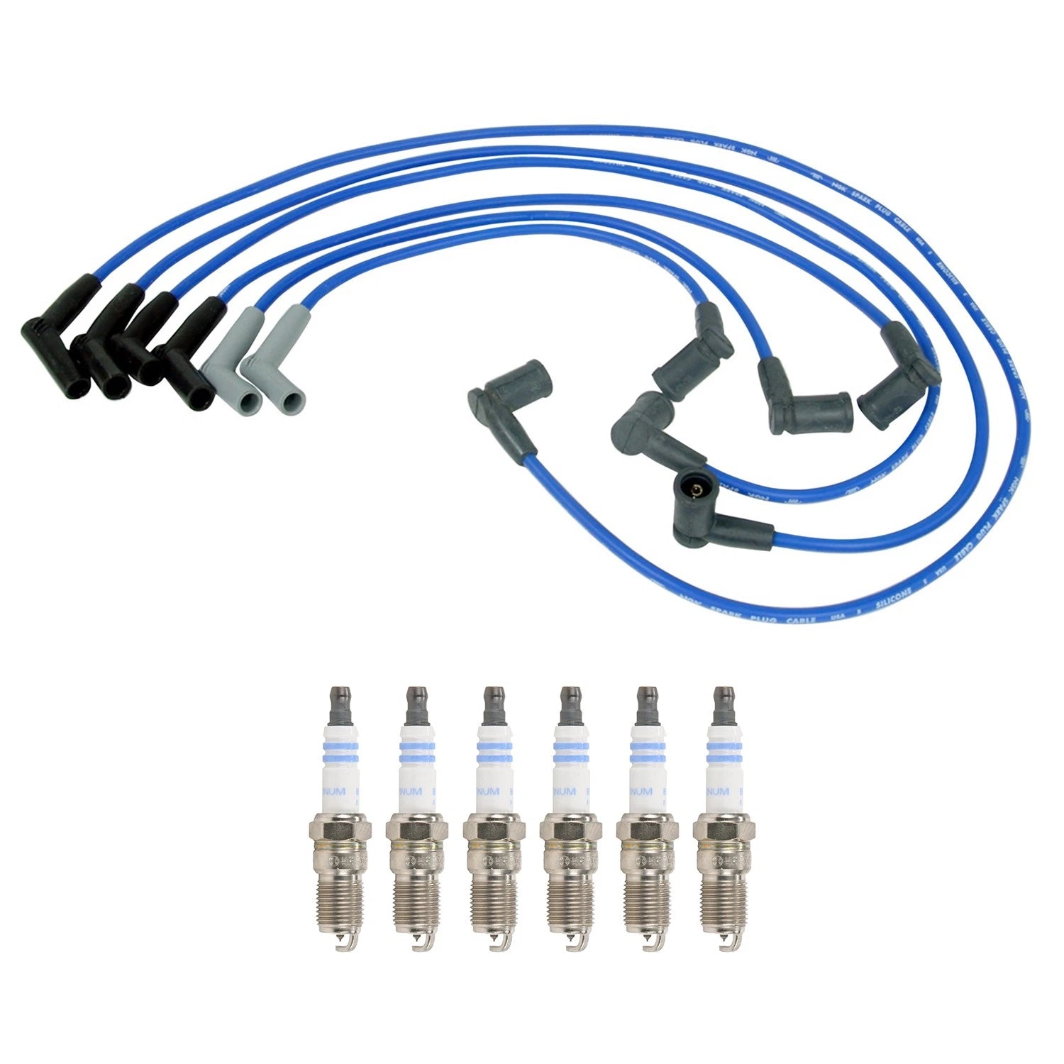 NGK Wire Set & Bosch 6 Platinum Spark Plugs for Mazda B3000 Ranger (1998–2009)