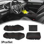 3 Pcs Armrest Covers for Honda Civic 10th Gen (2016-2020) Black Red Line