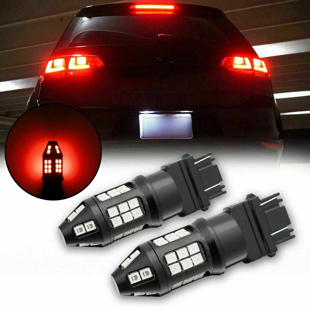 Red 3156 3157 40-SMD Flash Blinking Strobe LED Brake Tail Light Bulbs for 2x (2010-2020)