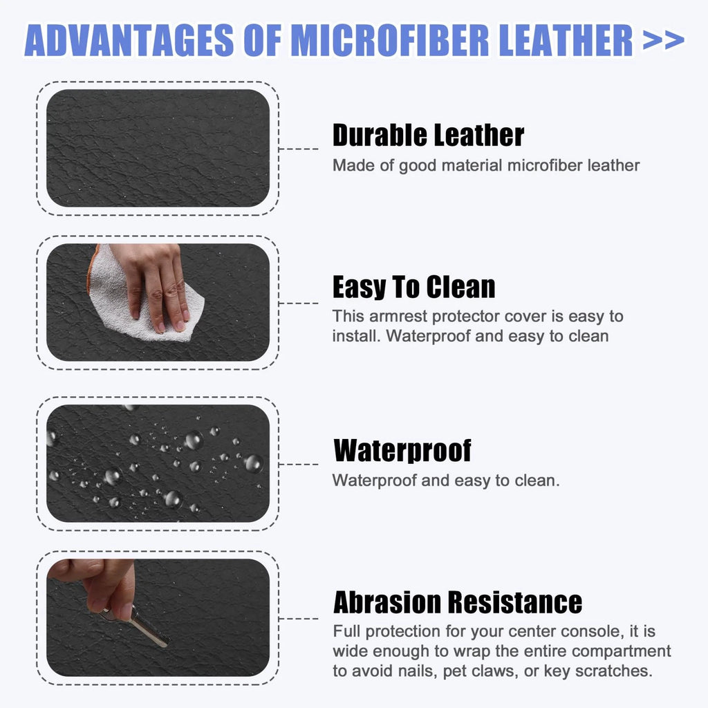 Microfiber Leather Armrest Protector Cover for Volkswagen Tiguan (2017–2021)