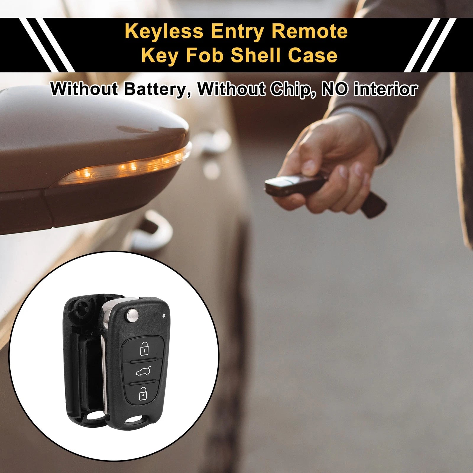 3 Button Key Fob Shell Case for Kia Rio (2012) - Black