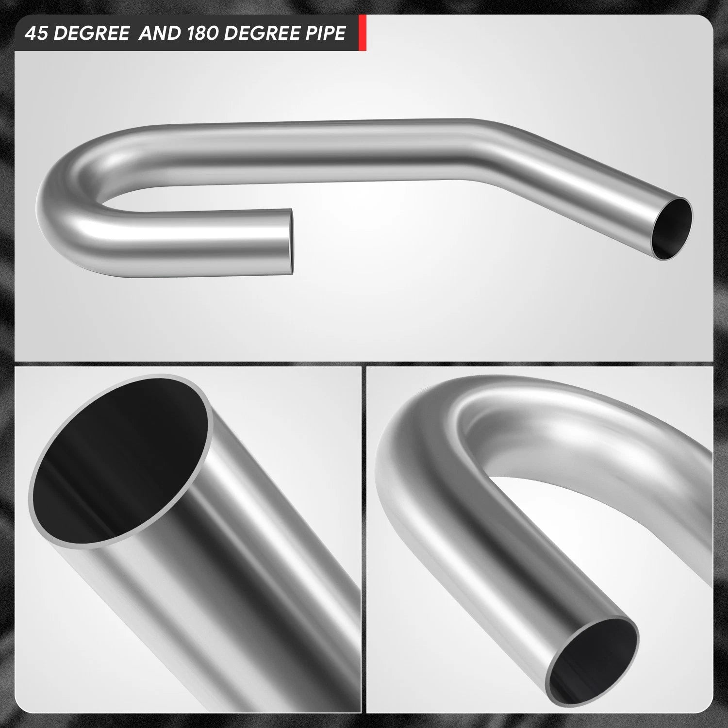 2X 2.5" OD U-Bend Pipe for Universal Exhaust (45°/180°)