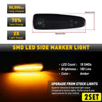 2X Smoked Amber LED Sequential Marker Lights for Mitsubishi Lancer Evo