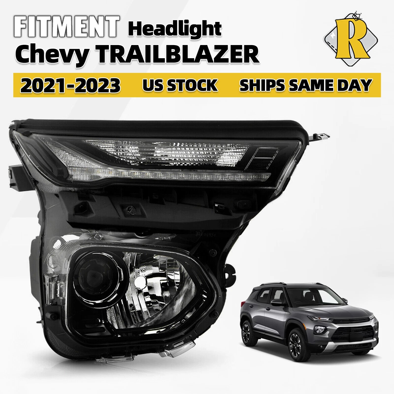 Passenger Side Halogen Headlight for Chevy Trailblazer (2021–2023) LED DRL