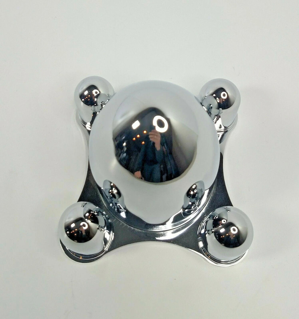 Chrome 4 Lug Spider Hub Caps Bullet Center Set for 4 x 4-1/2 (1935–1950)