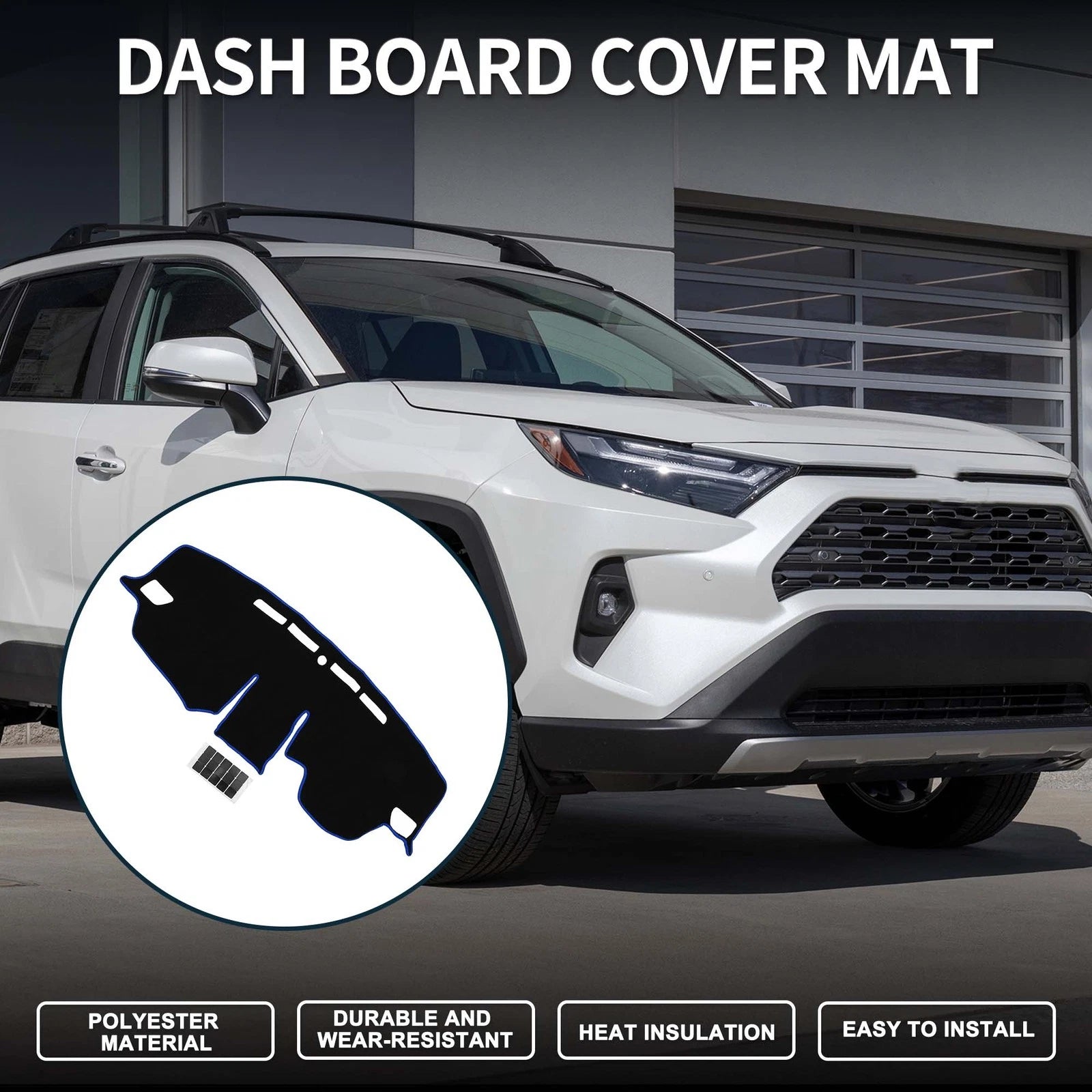 Dashboard Dash Cover Mat for Toyota RAV4 (2019–2024) - Black Blue Set