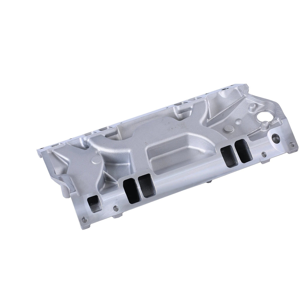 Dual Plane Satin Aluminum Intake Manifold for SBC Chevy Vortec 350 Heads