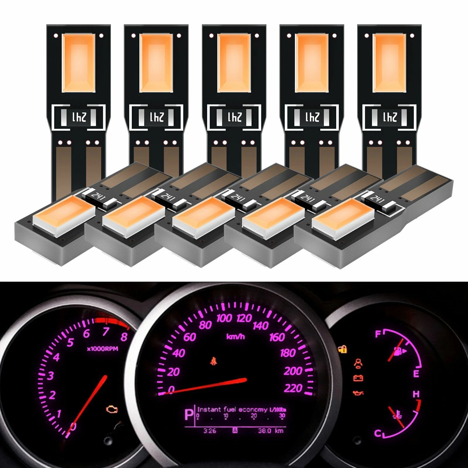 10X T5 74 5630-2SMD LED Speedometer Gauge Light for Universal