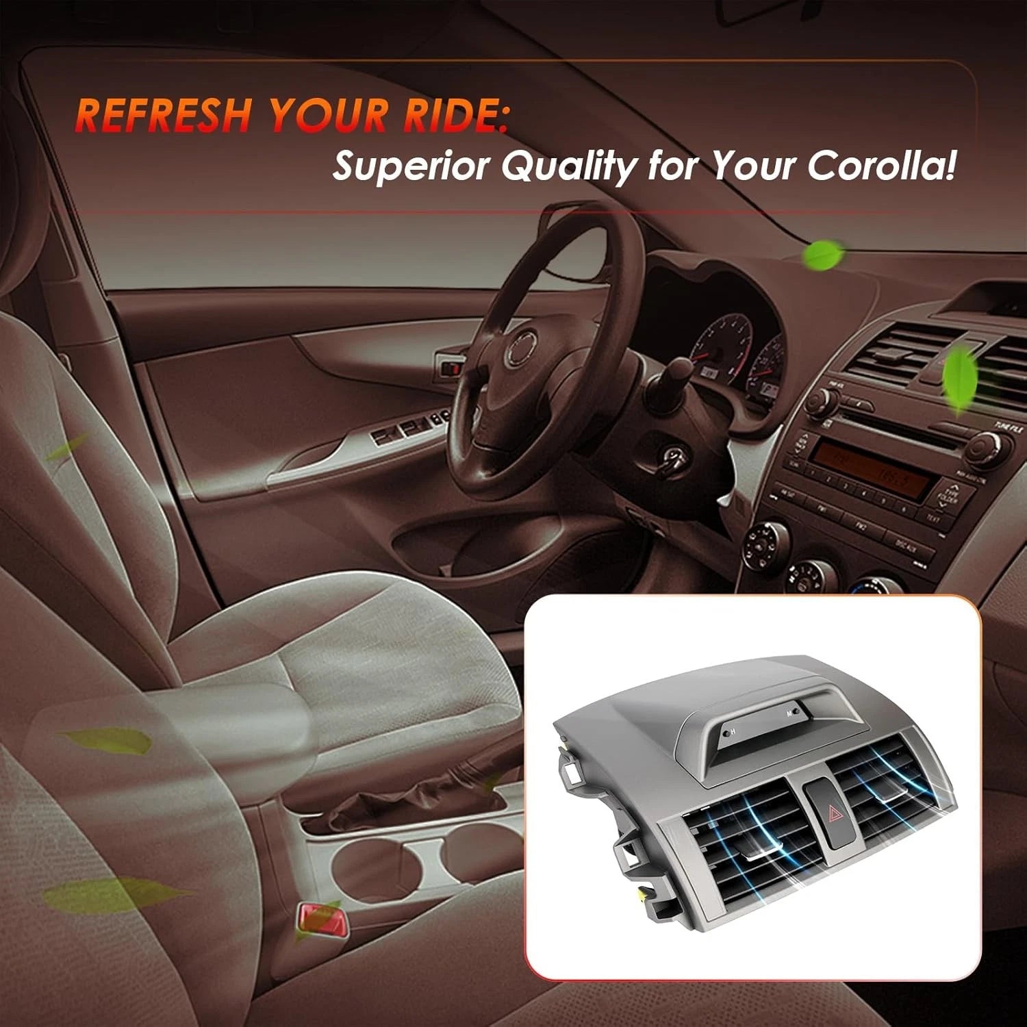 Center Dash A/C Air Vent Trim Panel w/ Emergency Switch for Toyota Corolla (2009–2013)