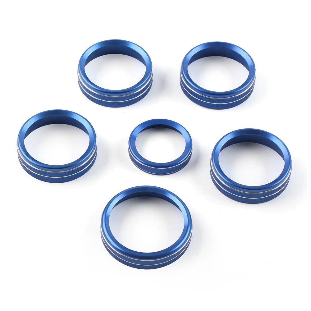 6x Air Conditioner Switch CD Button Ring Knob Trim for Ford F150 XLT (2015–2020) Blue