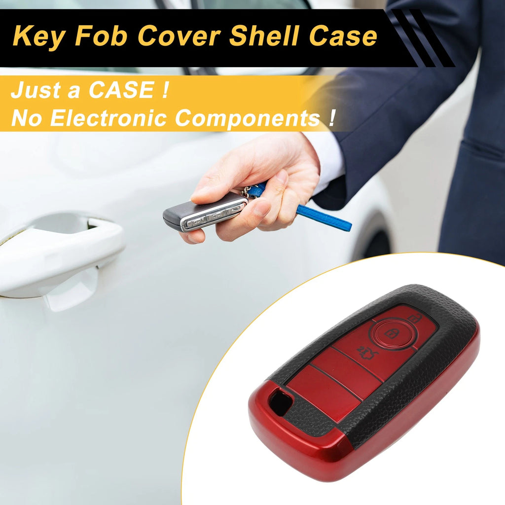 Red TPU Silicone Key Fob Shell Cover for Ford Mondeo (2015–2021)