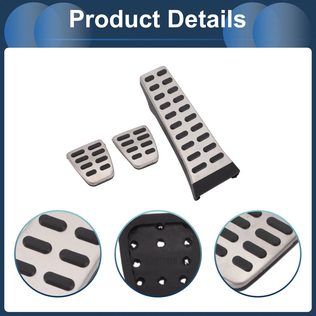 3 Pcs Manual Foot Accelerator Pedal Covers for Kia K5 (2011–2015) Silver Tone