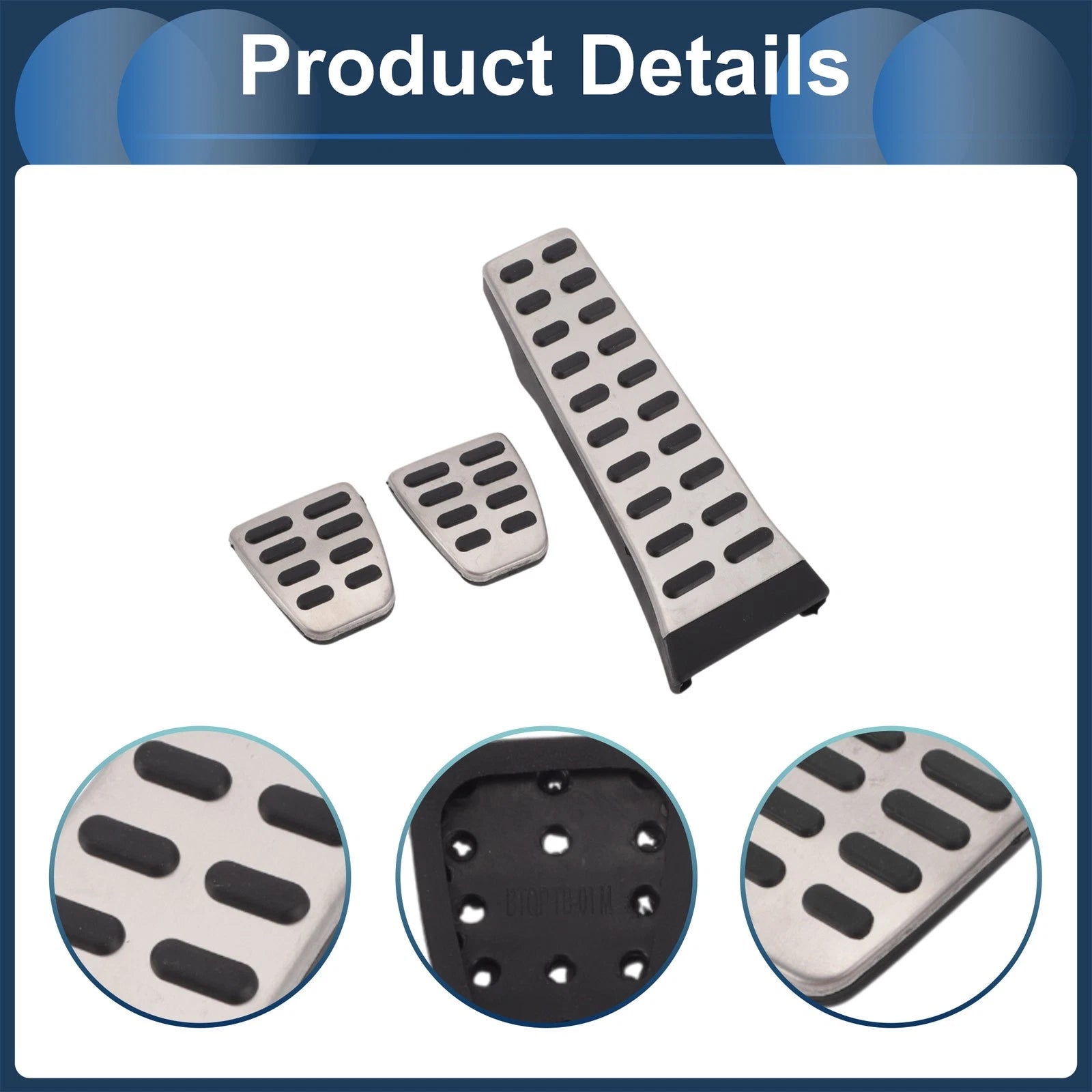 3 Pcs Manual Foot Accelerator Pedal Covers for Kia K5 (2011–2015) Silver Tone