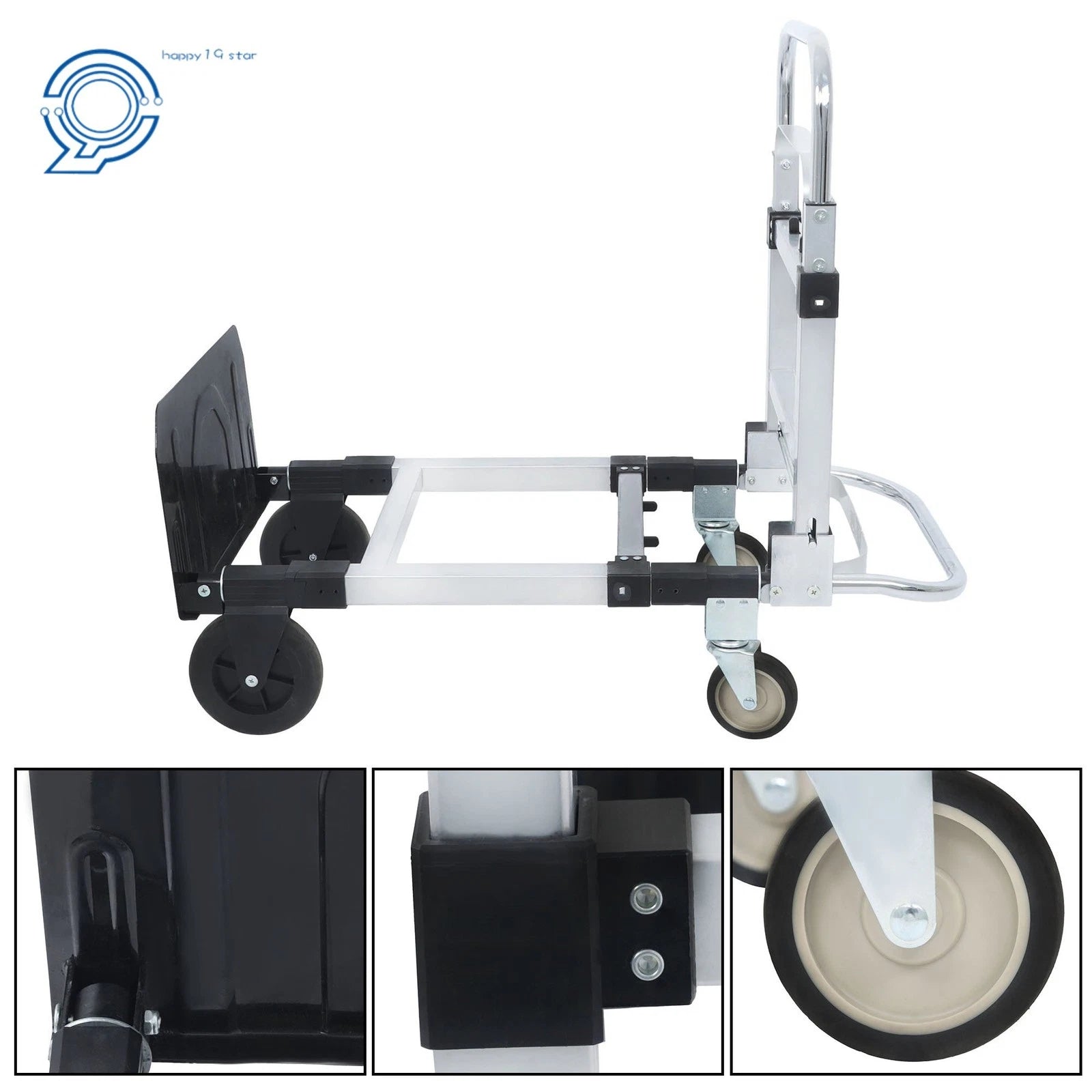 2X Convertible Hand Truck Dolly Cart for (500 lb Capacity)