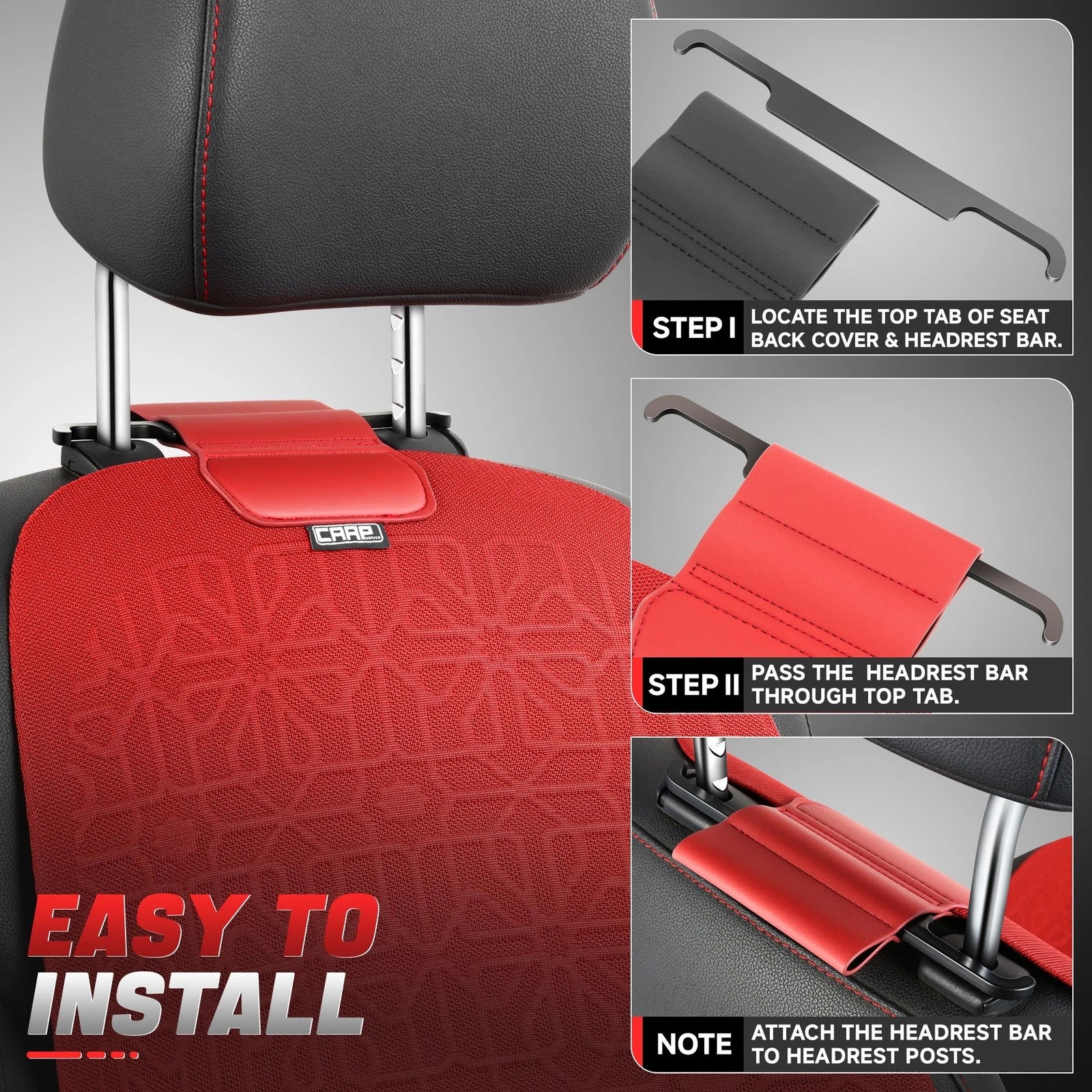 Set of 2 Universal Front Row Seat Covers for Car Truck Red