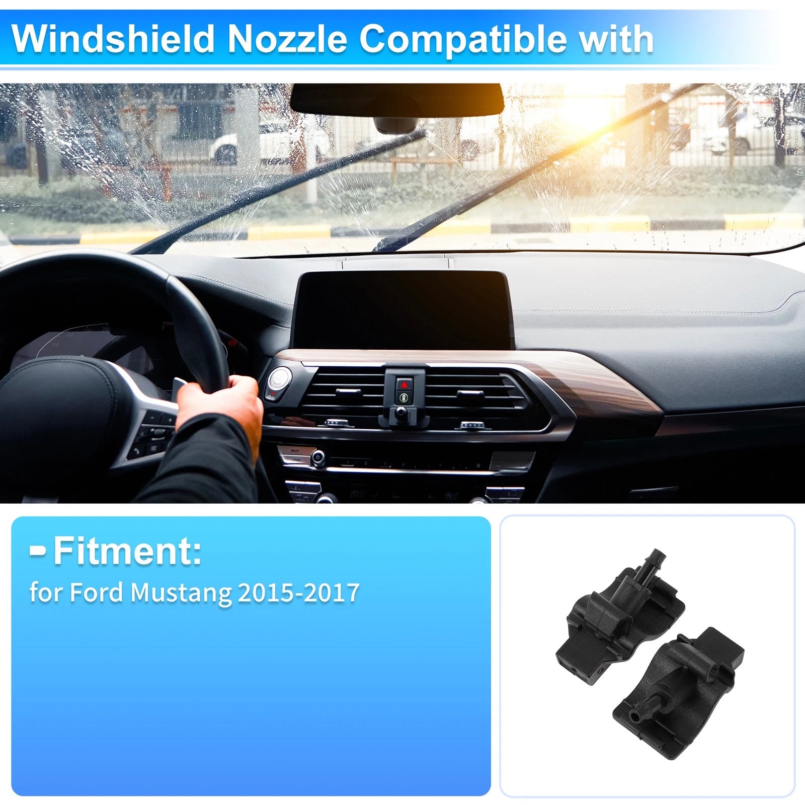 Set of 2 Windshield Washer Nozzles for Ford Mustang (2015–2017) No.FR3Z17603AB