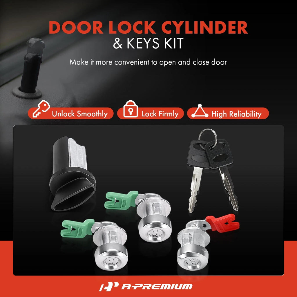 Set of 4 Door Lock Cylinders with 2 Keys for Ford F-150 F-250 F-350 (1997–2003)