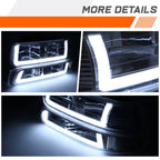 LED DRL Chrome Amber Headlights for Chevy Silverado Suburban Tahoe (1999–2006)