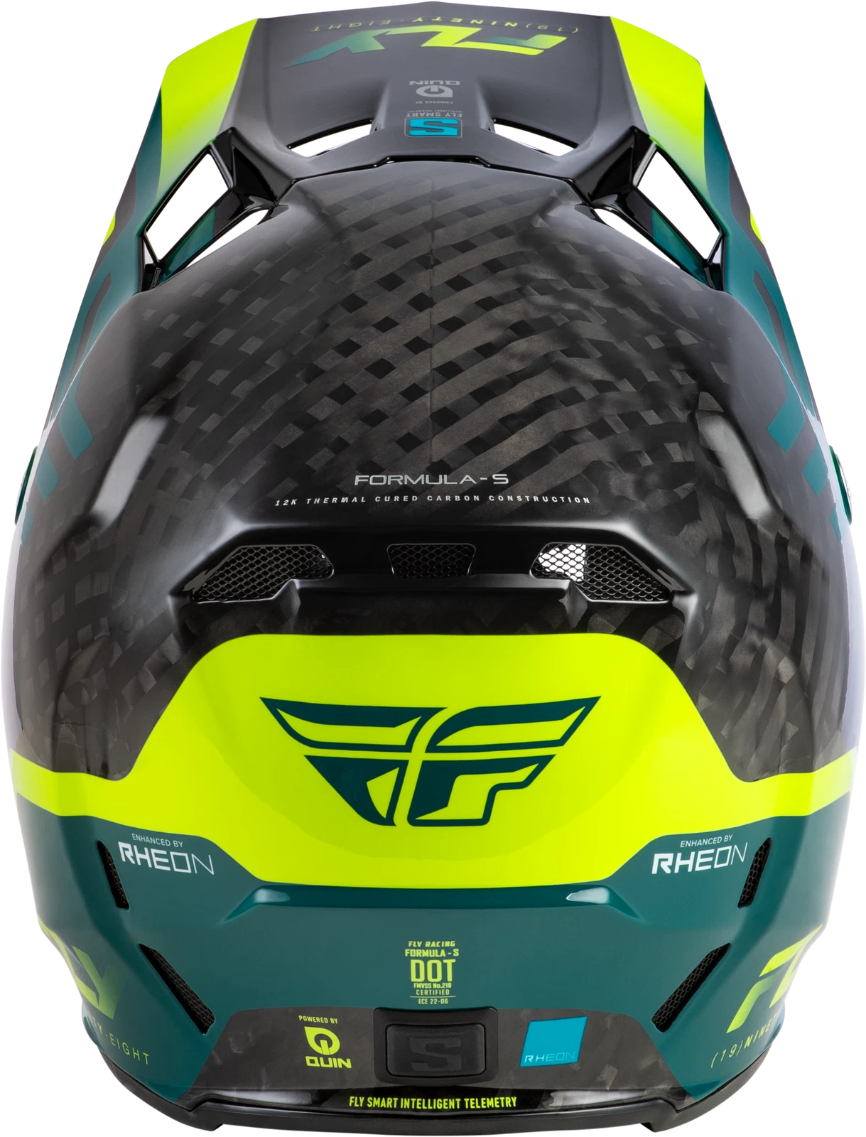 Fly Racing Formula S Carbon Byte Helmet for Offroad (2X-Large) Black Teal Lime