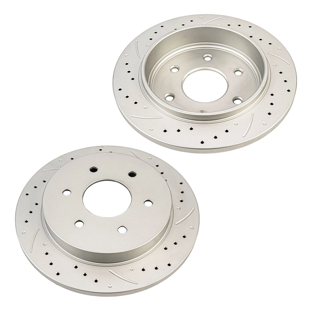 Rear Drilled Slotted Zinc Coated Brake Rotors for Nissan Titan (2004–2015)