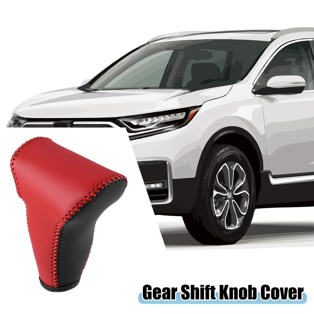 Gear Shift Lever Cover for Honda CR-V (2017–2022) Black Red Faux Leather