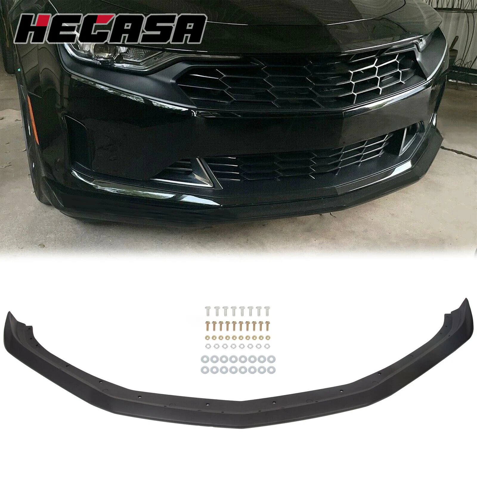 Front Bumper Spoiler Lip for Chevy Camaro SS V8 (2016–2024) Tinted Matte Black