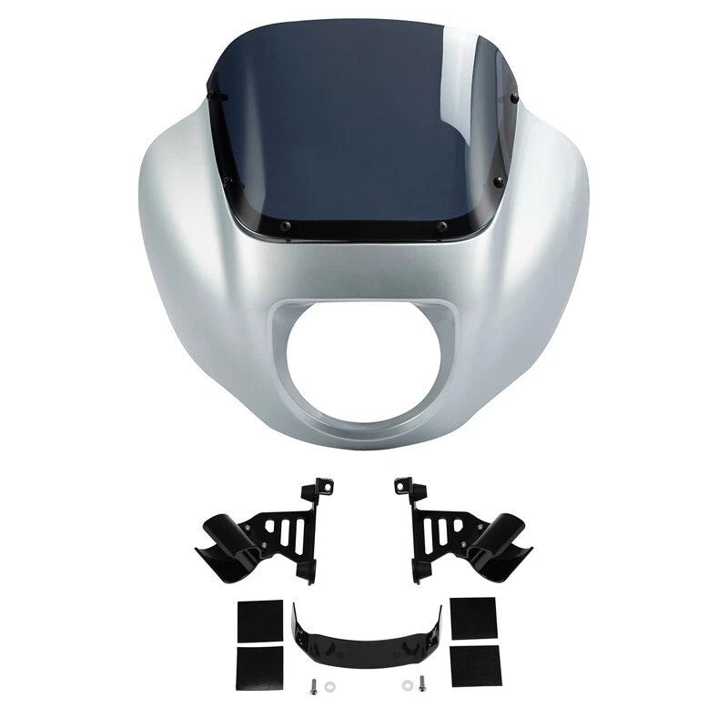 Fairings Windshield & Bracket for Harley Street Bob (2018–2024) Barracuda Silver
