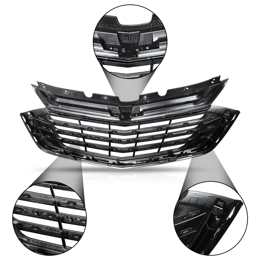 Front Bumper Upper Grille for Chevrolet Equinox (2018-2021) Black Chrome Trim