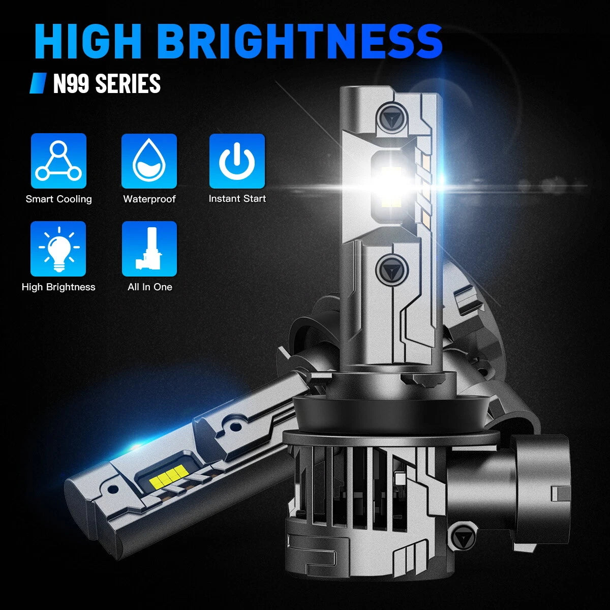 2X H11 H8 LED Headlight Conversion Bulbs for NOVSIGHT (6500K, 24000LM)