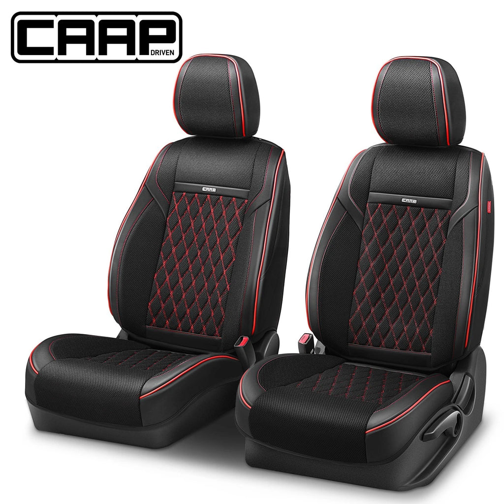Set of 2 Diamond Stitch Mesh Fabric Front Seat Covers for Universal Fit