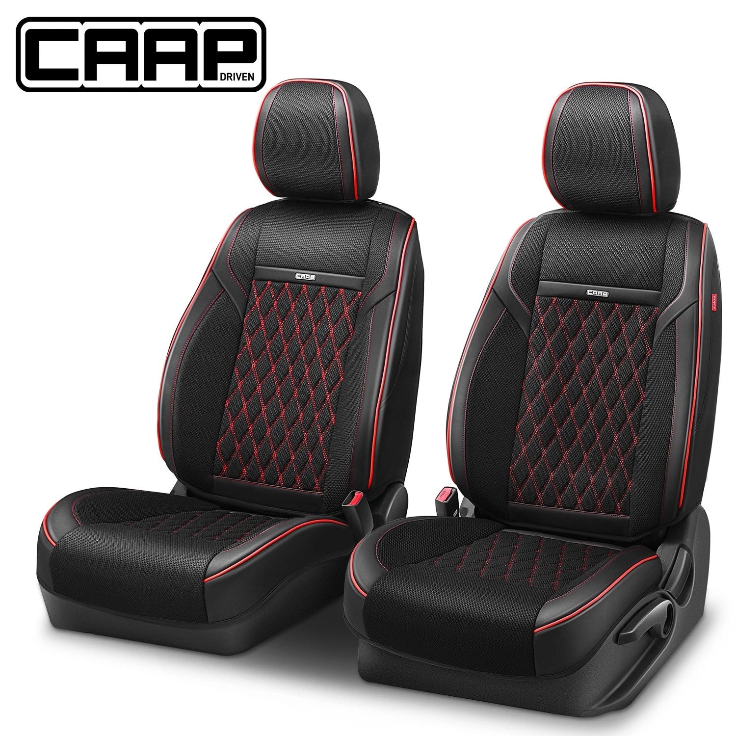 Set of 2 Diamond Stitch Mesh Fabric Front Seat Covers for Universal Fit