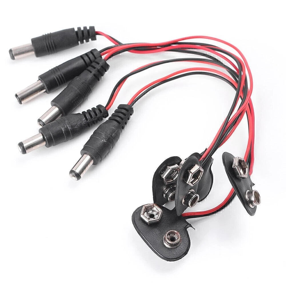 5 pcs 9V DC T Type Battery Power Cable Barrel Jack Connector