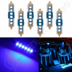 6X 39mm Blue LED Festoon Lights for Car Interior (Dome Map)