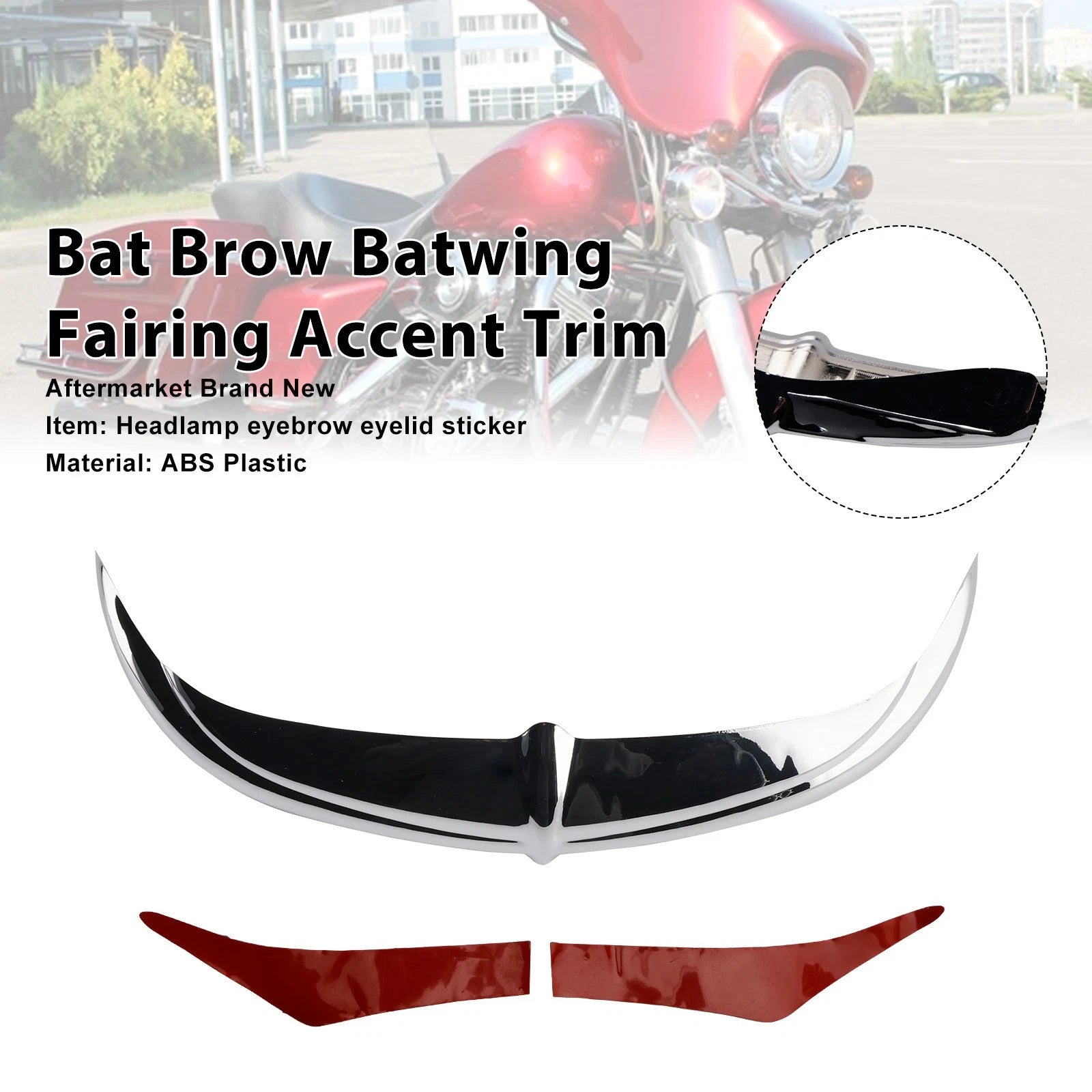 Bat Brow Batwing Fairing Accent Trim for Electra Glide (1996–2013) Chrome