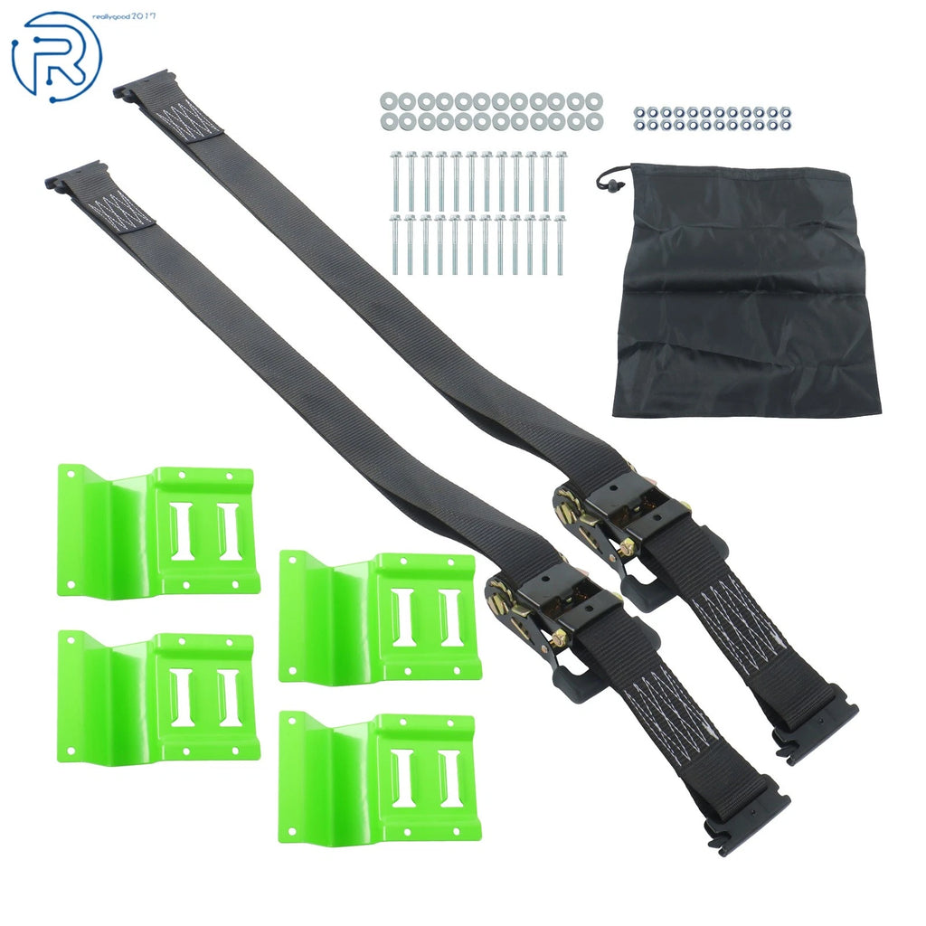 Set of 2 Heavy Duty Ratchet Straps for Trailer E-Track Wheel Chock
