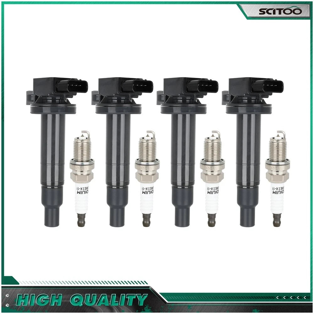 Set of 4 Ignition Coils & Spark Plugs for Scion xA xB Toyota Echo Prius Yaris (2004–2015)